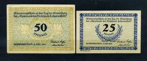 2 Notgeldscheine 1921 HOHENWESTSTEDT siehe Beschreibung (103723)