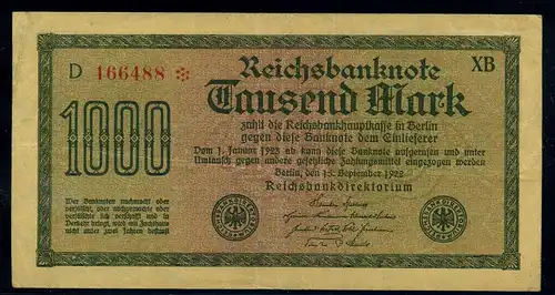 1000Mark 1922 Reichsbanknote siehe Beschreibung (103765)