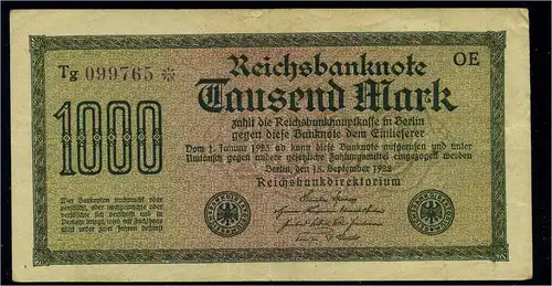 1000Mark 1922 Reichsbanknote siehe Beschreibung (103766)