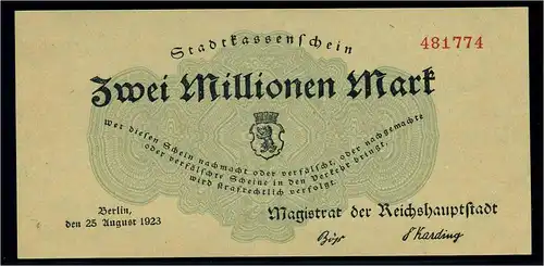 2Mio. Mark 1923 Stadtkassenschein siehe Beschreibung (103894)