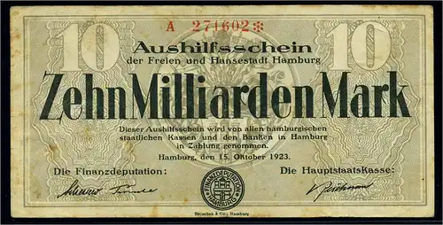 10Mrd. Mark 1923 Aushilfsschein siehe Beschreibung (103900)