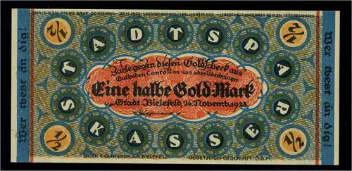 1/2Goldmark 1923 Aushilfsschein siehe Beschreibung (103966)
