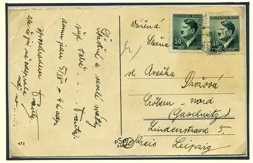 BOEHMEN+MAEHREN 1939 Postkarte gestempelt (108242)
