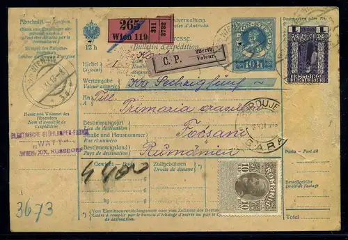 OESTERREICH 1913 Paketkarte gestempelt (111895)