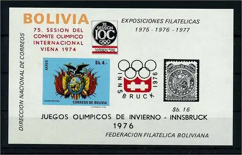 BOLIVIEN 1976 Bl.70 postfrisch (112580)