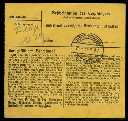 Paketkarte 1934 LEIPZIG siehe Beschreibung (114436)