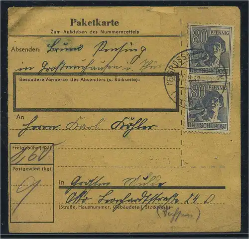 PAKETKARTE 1947 Nr 957 siehe Beschreibung (115380)