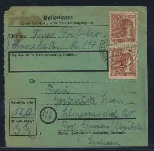 PAKETKARTE 1947 Nr A956 siehe Beschreibung (115381)