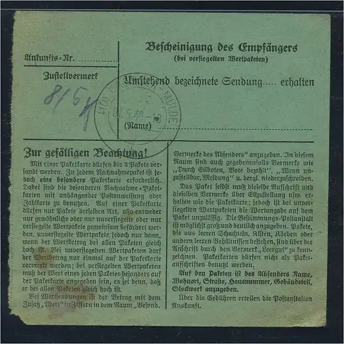 PAKETKARTE 1947 Nr A956 siehe Beschreibung (115381)