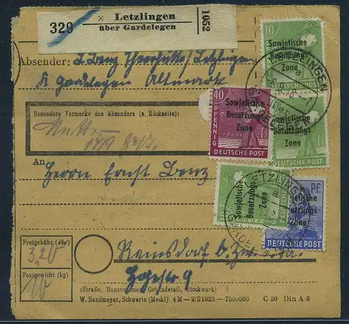 SBZ PAKETKARTE 1948 Nr 185 siehe Beschreibung (115401)