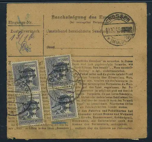 SBZ PAKETKARTE 1948 Nr 186 siehe Beschreibung (115410)