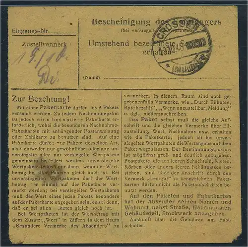 SBZ PAKETKARTE 1948 Nr 196 siehe Beschreibung (115412)
