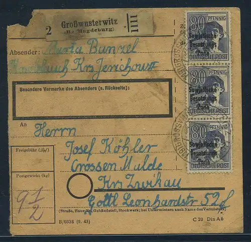 SBZ PAKETKARTE 1948 Nr 196 siehe Beschreibung (115413)