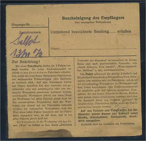 SBZ PAKETKARTE 1948 Nr A195 siehe Beschreibung (115439)