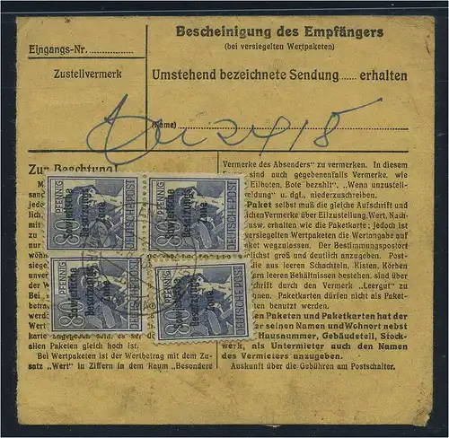 SBZ PAKETKARTE 1948 Nr 196 siehe Beschreibung (115444)