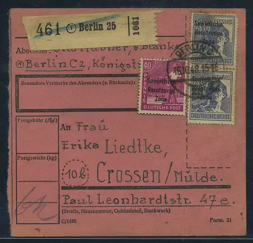 SBZ PAKETKARTE 1948 Nr 196 siehe Beschreibung (115447)