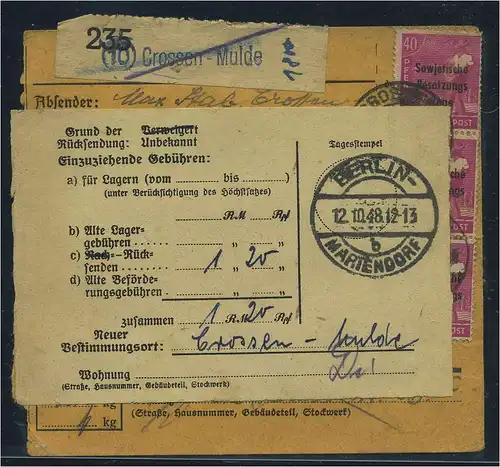 SBZ PAKETKARTE 1948 Nr 193 siehe Beschreibung (115452)