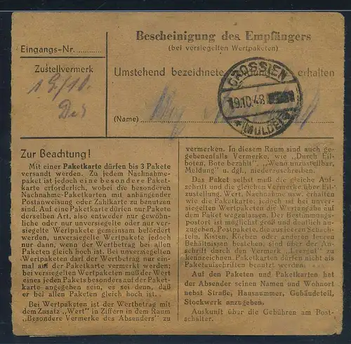 SBZ PAKETKARTE 1948 Nr A195 siehe Beschreibung (115459)