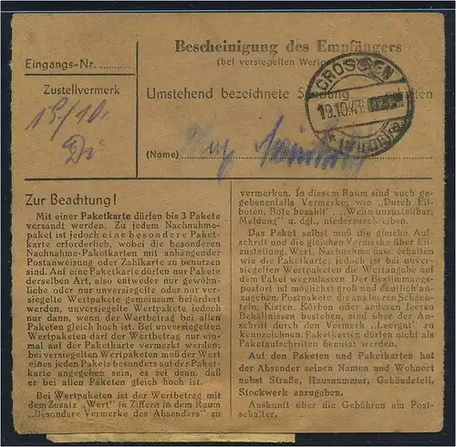 SBZ PAKETKARTE 1948 Nr A195 siehe Beschreibung (115460)