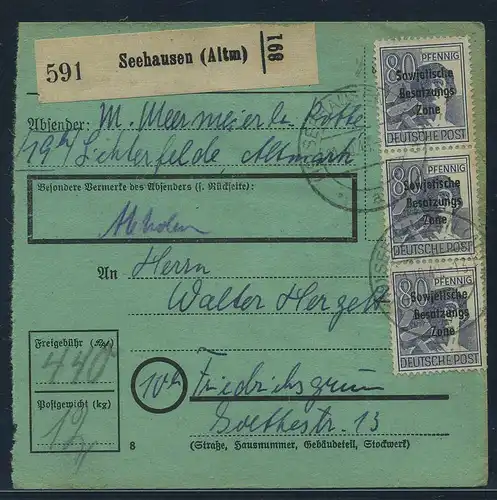 SBZ PAKETKARTE 1948 Nr 196 siehe Beschreibung (115467)