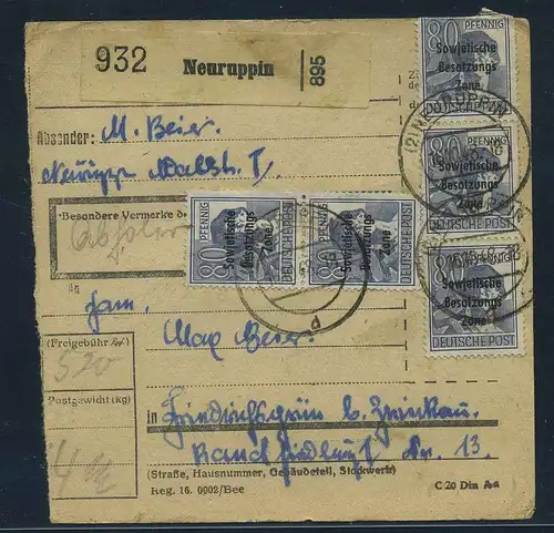 SBZ PAKETKARTE 1948 Nr 196 siehe Beschreibung (115473)