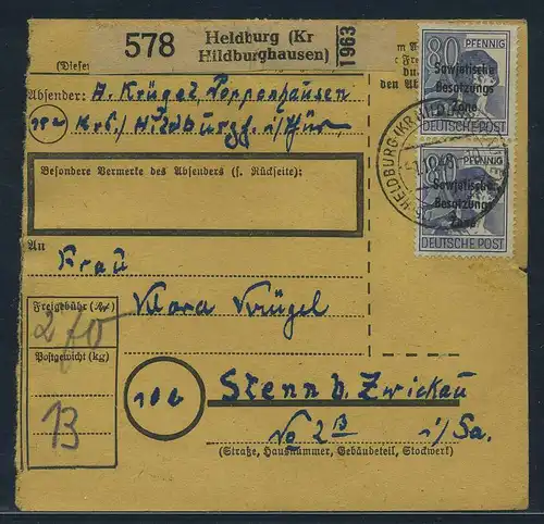 SBZ PAKETKARTE 1948 Nr 196 siehe Beschreibung (115477)