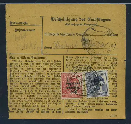 SBZ PAKETKARTE 1948 Nr 196 siehe Beschreibung (115477)