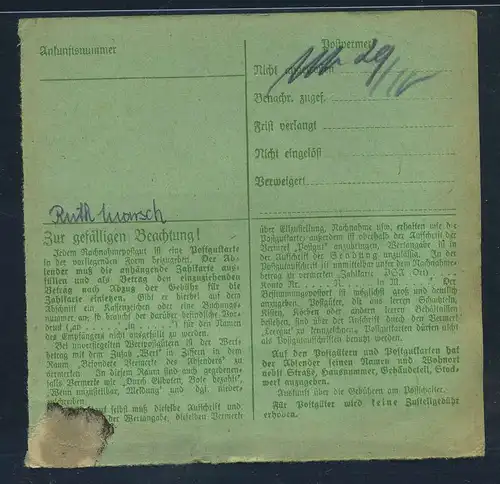 SBZ PAKETKARTE 1948 Nr 196 siehe Beschreibung (115481)