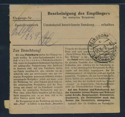 SBZ PAKETKARTE 1948 Nr 196 siehe Beschreibung (115489)