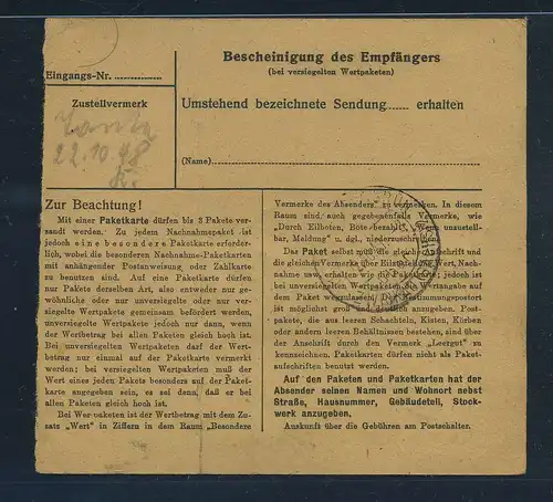 SBZ PAKETKARTE 1948 Nr A195 siehe Beschreibung (115493)