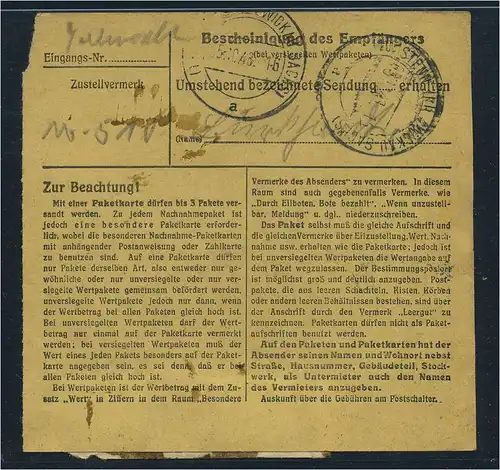 SBZ PAKETKARTE 1948 Nr A195 siehe Beschreibung (115496)