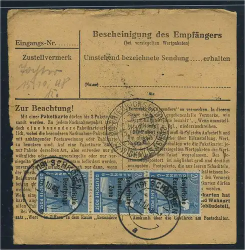 SBZ PAKETKARTE 1948 Nr 197 siehe Beschreibung (115498)