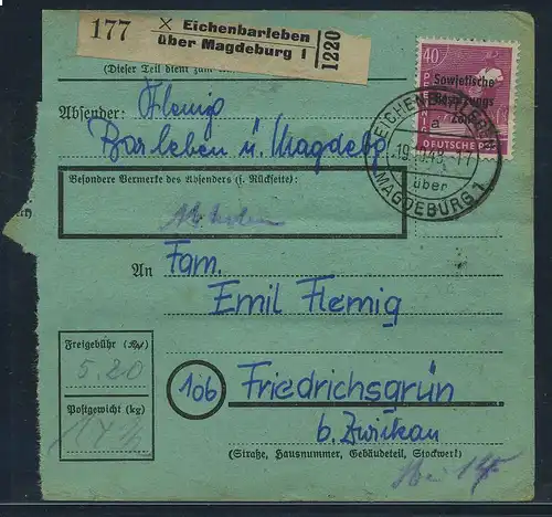 SBZ PAKETKARTE 1948 Nr A195 siehe Beschreibung (115501)