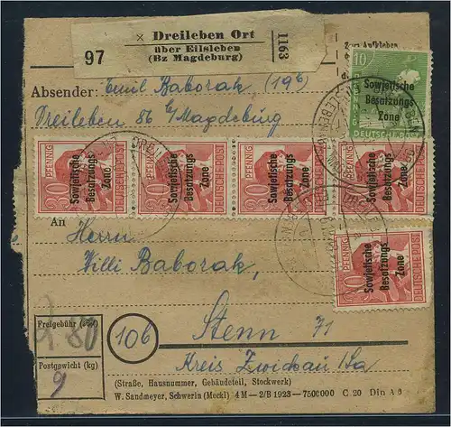 SBZ PAKETKARTE 1948 Nr 192 siehe Beschreibung (115504)