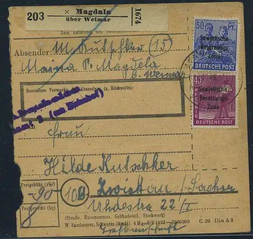 SBZ PAKETKARTE 1948 Nr 194 siehe Beschreibung (115510)