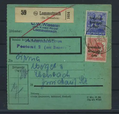 SBZ PAKETKARTE 1948 Nr 194 siehe Beschreibung (115515)