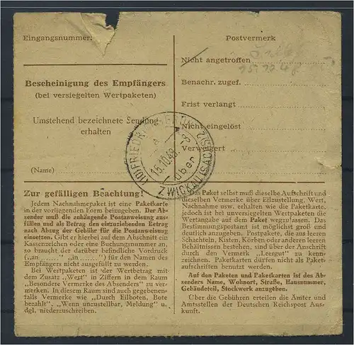 SBZ PAKETKARTE 1948 Nr 196 siehe Beschreibung (115532)