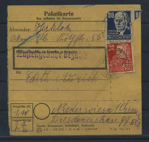 SBZ PAKETKARTE 1948 Nr 226 siehe Beschreibung (115558)