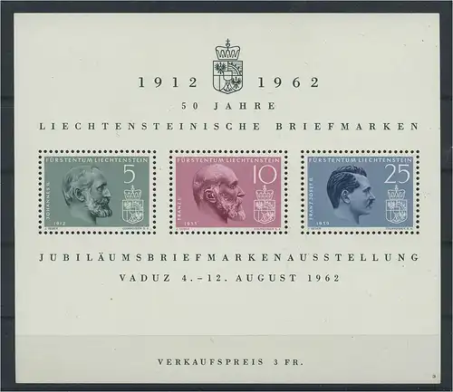 LIECHTENSTEIN 1962 Bl.6 postfrisch (119738)