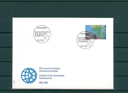 SCHWEIZ 1992 Ersttagsbrief (201884)