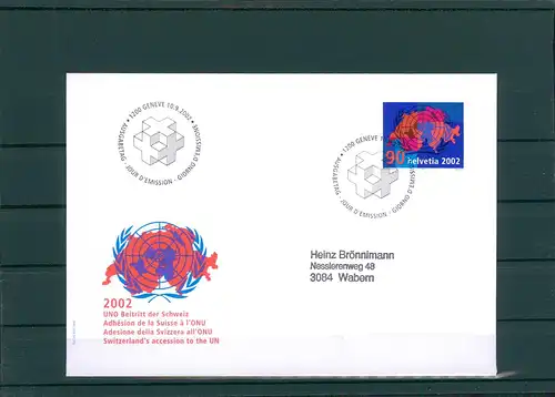 SCHWEIZ 2002 Ersttagsbrief (201930)
