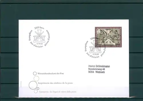 SCHWEIZ 2002 Ersttagsbrief (201933)