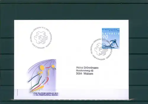 SCHWEIZ 2002 Ersttagsbrief (201938)