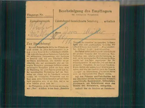 Paketkarte 1949 OELSNITZ siehe Beschreibung (202541)