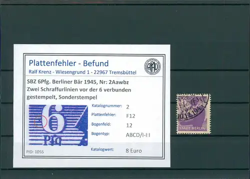 SBZ 1945 Nr 2Aawbz F12 gestempelt (203604)