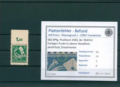 SBZ 1945 Nr 95AYz1 F2 postfrisch (204169)
