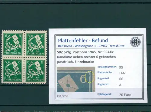 SBZ 1945 Nr 95AXx F66 postfrisch (204197)