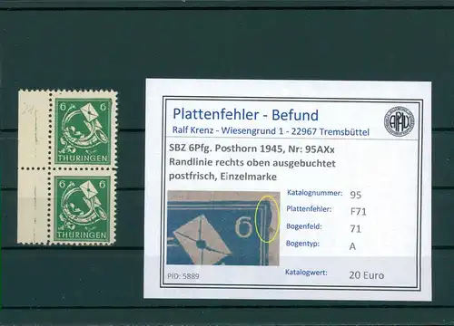 SBZ 1945 Nr 95AXx F71 postfrisch (204198)
