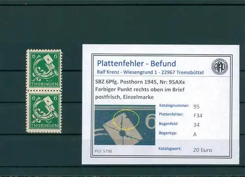 SBZ 1945 Nr 95AXx F34 postfrisch (204217)