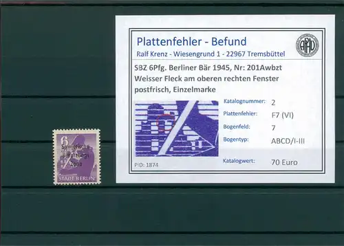 SBZ 1948 Nr 201Awbzt F7 (VI) postfrisch (204687)